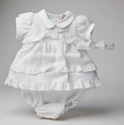 ML2120-6265W  Broderie Anglaise "Ruffle" Dress Set  (Nb - 6m)