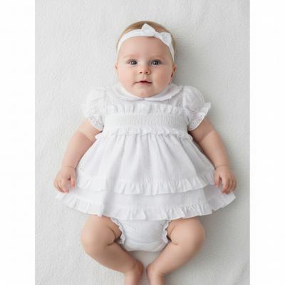 ML2120-6266-W Broderie Anglaise "Smocked" Dress Set (Nb - 6m)