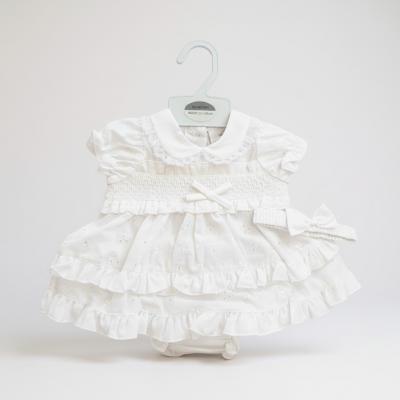 ML2120-6266W  Broderie Anglaise "Smocked" Dress Set  (Nb - 6m)