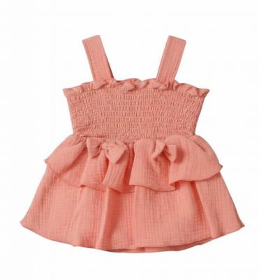 ML2120-6293P Shirred "Bows" Dress (Newborn - 6 months)