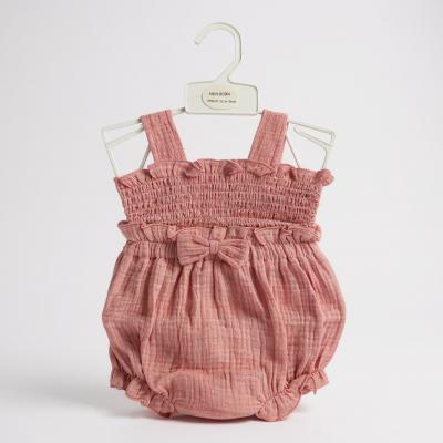 ML2120-6295P Shirred "Bows" Muslin Romper (Newborn - 6 months)