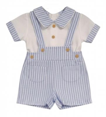 ML2120-6306S  Oxford Stripe Short Dungaree Set  (NB-6 months)