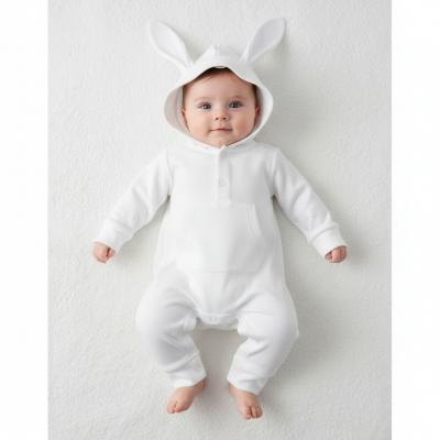 ML2120-6335-W  White Hooded Romper with Ears   (NB-9m Choose)