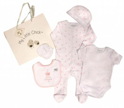 ML25-1345  "Princess" 5 Piece Layette Set & Bag  (0-6m)