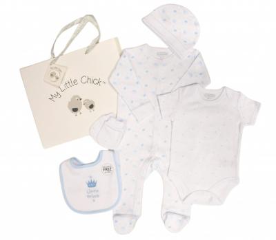 ML25-1349  "Prince" 5 Piece Layette Set & Bag  (0-6m)