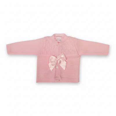 NT10-1015P-24 Pink Fancy Knit "Bow" Cardigan (9-24m)