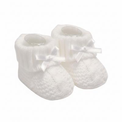 NT116-354-W  White Cable Knit Booties 