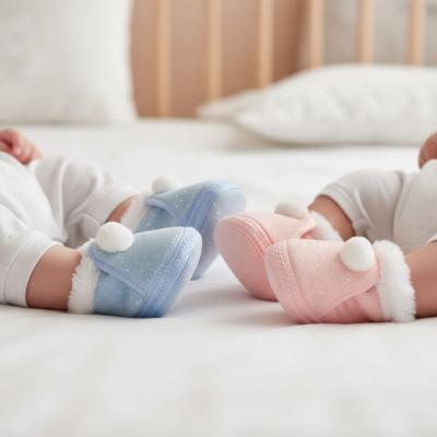NT116-385PS  Booties with Fur  &  Pom Pom  (Choose Colour 2 pairs)
