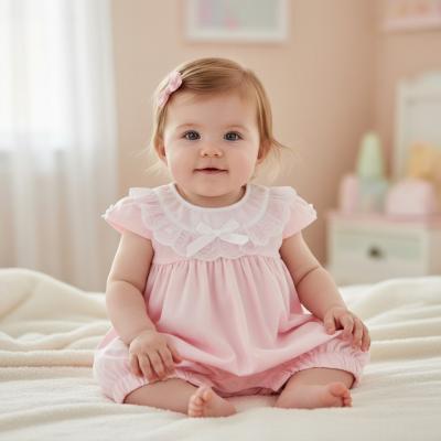 NT2120-6160P  "Lace and Bow" Romper  (Nb-6 months)