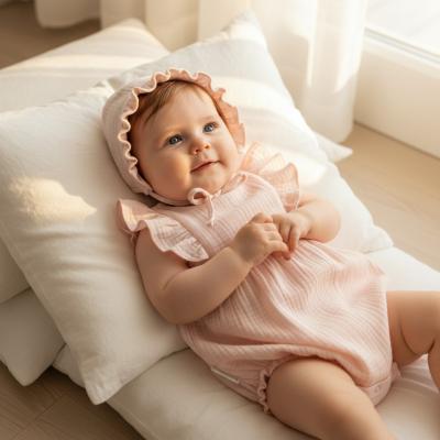 NT2120-6169-p  Muslin Frills Romper Set  (3-12 months)