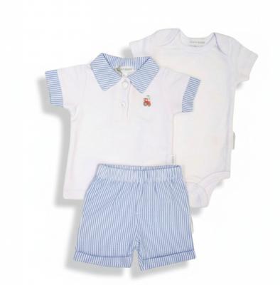 NT2120-6340S  Tractor Shorts vest  and polo shirt ( Nb-9 months)