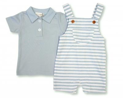 NT2120-6346B  Striped Dungaree and Polo Shirt  (Nb-9 months)