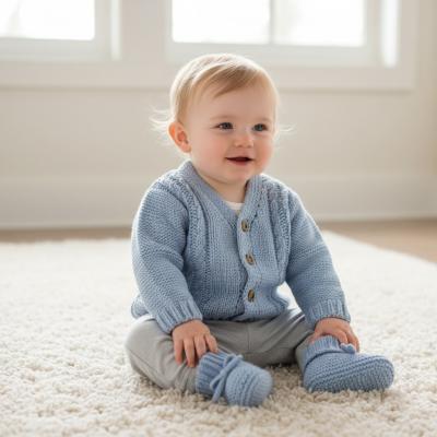 NT25-1221S  Sky Blue Cardigan and Bootie Set  (0-12 months)