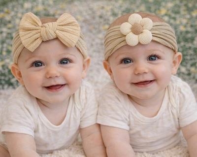 NT25-1398C  Twin Pack Daisy Waffle Headband Set  (Approx 0-18m)