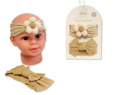 NT25-1398  Twin Pack Daisy Waffle Headband Set  (Approx 0-18m)