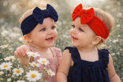 NT25-1409NR  Twin pack Stretch Bow headband set 