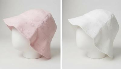 PB0383WP  Broderie Anglaise Overlap Hat  ( 6-18 months)