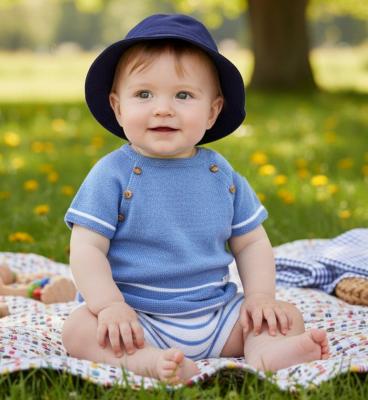 PX0552-DB Casper Dusky Blue Knit Set (Nb -6months)