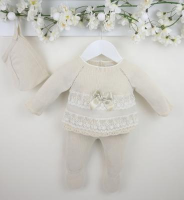 PX0933N  Arianna Lace and bow trimmed Suit (3-18 months)