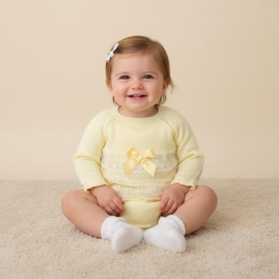 PX0934-Y  Arianna Lace and Bow Trimmed Jam Pants  (3-18 months)