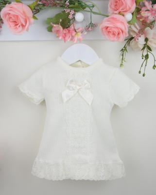 PX0955I  Lara Lace and bow trimmed dress (3-18 months)
