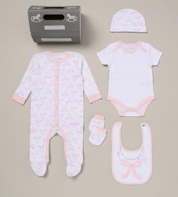 RBD06874 Bow 5 Piece Layette & Complimentary Bag (NB - 6m)