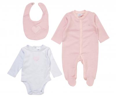 RBE07817SN Heart Textured Layette Set (Newborn ONLY) SINGLE