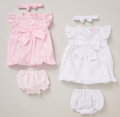 RBF09242B Broderie Anglaise Bow Dress Set (9-24 months)