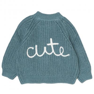 RBG12765  Teal "Cute" Cardigan  (0-12 months)
