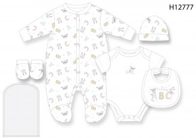 RBH12777W  "ABC" 5 Piece Layette Set  (Nb-6 months)