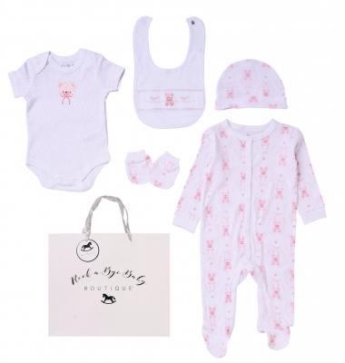 RBH12813  "Teddy" 5 Piece Layette Set  (Nb-6 months)