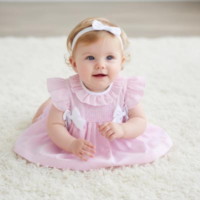 RBH12817A  Striped Bow Dress Set  (0-9 months)