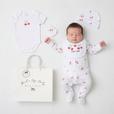 RBH13293W  Cherries  5 Piece Layette Set  (Nb-6 months)