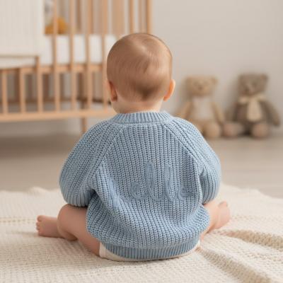 RBH13664B  Blue "Hello" Cardigan  (0-12 months)
