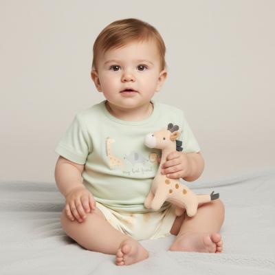 RBH14310  Giraffe Safari top and shorts with plushie  (0-9 months)