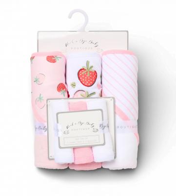 RBH14924 Hooded Towel and Wash Cloth Set "Strawberry"