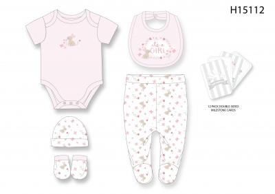 RBH15112  Bunny its a girl  Milestone 6 Piece Set  (NB - 6m)