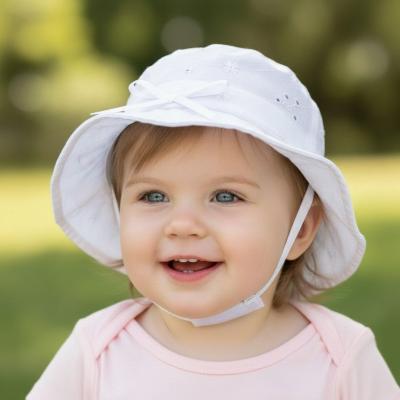 SB0503-0645W White Broderie Anglaise Summer Hat (0-12 months)