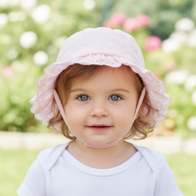 SB0503-644P Pink Broderie Anglaise Summer Hat (0-12 months)