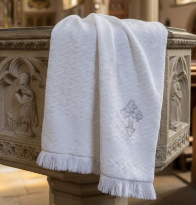 SB110-063S Christening Lace Shawl with Silver Embroidery