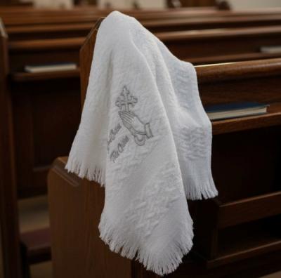 SB110-066 Christening Shawl with Silver Embroidery
