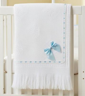 SB110-399B  Sky "Lace and Bow" Shawl with Fringe 