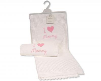 SB110-416P  Pink "I Love Mommy" Shawl 