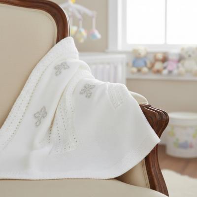 SB110-426-W Christening Shawl with Silver Embroidery
