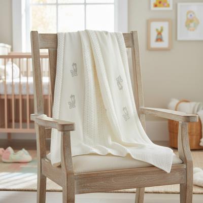 SB110-427-W Christening Shawl with Silver Embroidery