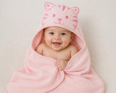 SB120-096P "Cat" Hooded Towels Pink