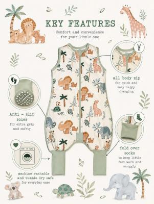 SSSS-0-SAF Safari 0.5 Tog Sleep Suit (3-36 months Choose)