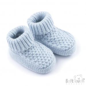 STABO712-BB  Blue Elegance Ribbed Bootees  (NB-6 months)