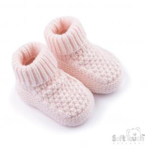 STABO712-BP  Pink Elegance Ribbed Bootees  (NB-6 months)