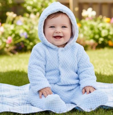 STAL110B  Blue Waffle All In One with Hood  (3-9 months)